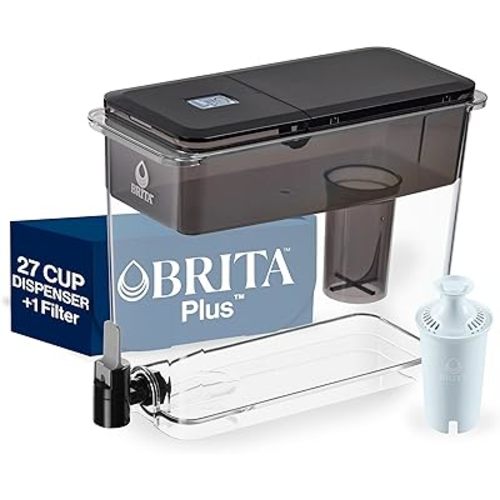Brita UltraMax Large Water Dispenser with 1 BritaPlus Filter, 27 Cup, Black (Package May Vary)