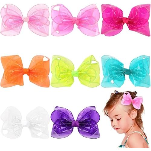Umibow 8 Pcs Jelly Hair Bow Clips Waterproof Bowknot Hairpin PVC Summer Swim Pool Bow Clips Multi-Colored Hair Barrettes Transparent Hair Accessories(Style A)