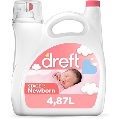 Dreft Stage 1: Newborn Hypoallergenic Liquid Baby Laundry Detergent (HE), Natural for Baby, Newborn, or Infant, 92 Oz (64 loads), Packaging may vary