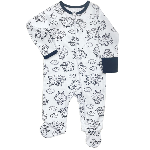 Wonder Nation Baby Gender Neutral Zip Front Footed Sleep N Play Pajamas, Sizes Preemie-6/9 Months