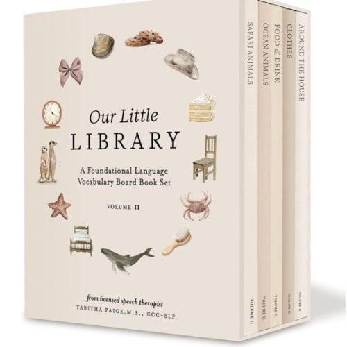 Our Little Library Vol. 2: First 100 Words Board Book Box Set, including Ocean Animals, Safari Animals, Food and Drink, Clothes, and Around the House (Tabitha Paige Children's Book Series)