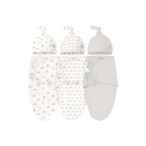 3-Pack Soothe Swaddle Wraps with Knot Hats, Medium