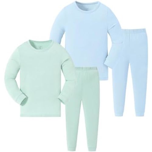 JunNeng Toddler Rayon from Bamboo Pajamas Sets,Baby Boy Girl Solid Snug Fit Long Sleeve Sleepwear