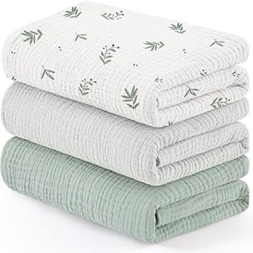 Susurration Muslin Receiving Blanket,100% Cotton Swaddle Blankets for Newborn Soft Thin Swaddle for Unisex Newborn 38x40inch (Bamboo)