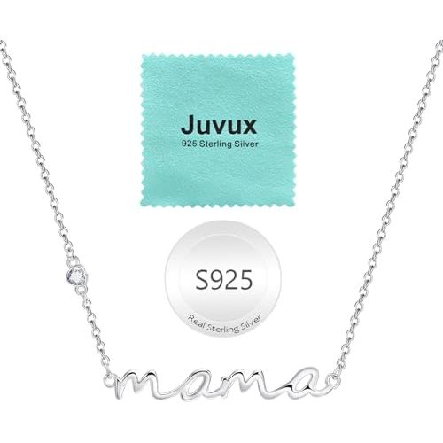 Mama Necklace for Women Mom Jewelry-S925 Sterling Silver Heart Zircon Birthstone Adjustable Trendy Dainty Pendant for Wife Grandmother Birthday Mother's Day Anniversary Christmas