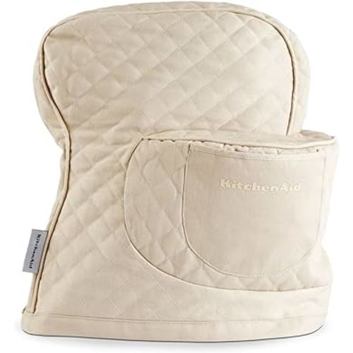 KITCHENAID Fitted Tilt-Head Solid Stand Mixer Cover with Storage Pocket, Quilted 100% Cotton, Milkshake, 14.4"x18"x10"