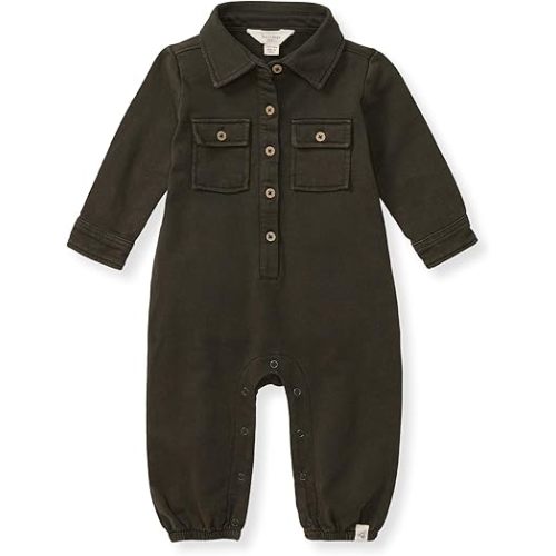 Burt's Bees Baby Baby Boys Jumpsuit, 100% Organic Cotton One-piece, Long Sleeve Button Down Coverall