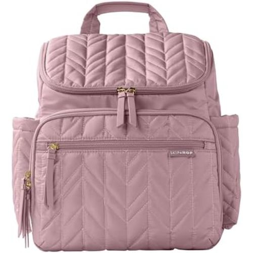 Skip Hop Diaper Bag Backpack: Forma, Multi-Function Baby Travel Bag with Changing Pad & Stroller Attachment, Mauve Mist