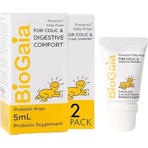 BioGaia Protectis Baby Probiotic Drops | Baby Essentials for Colic & Gas Relief | Safe for Newborns | Ease Crying, Fussing, Colic, Gas, Spit-ups & Constipation | No Dairy, Soy & Gluten | 5mL (2-Pack)