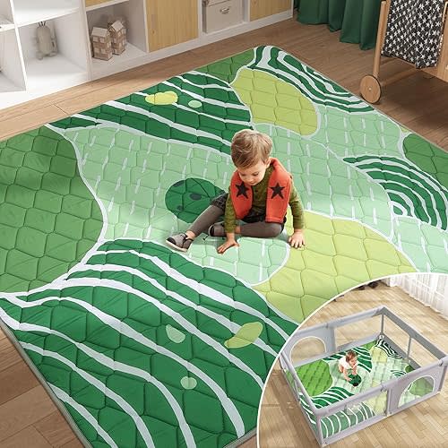 Baby Play Mat 50" X 50", Non-Slip Baby Mat for Floor, Premium Foam Foldable Playpen Mat, Extra Large Activity Playmats for Babies, Toddlers, Infants, Play & Tummy Time