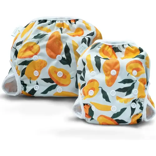 Bambi & Boo - 2 Reusable Swim Diapers | Full Size Pack N-6 | Adjustable, Soft & Breathable for Toddlers & Babies, Newborn Swim Diaper to 40 Months Old, Ideal for Swimming Lessons (Mangoes)