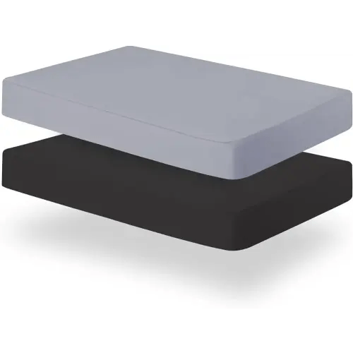 Biloban Pack and Play Sheets Fitted, 2 Pack Pack and Play Sheet Fits for Graco Pack n Play Mattress, Neutral Playard Sheets for Baby Boys and Girl, Grey & Black, 38”X 26”