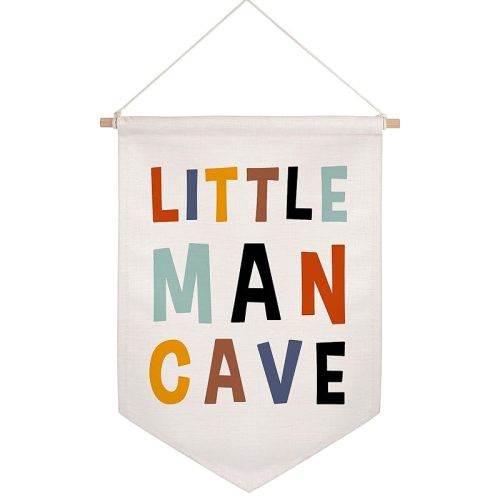 Little Man Cave Linen Hang Sign, Pennant Banner Wall Hanging, Kids Boys Room Minimalist Wall Decor, Little Man Cave Sign, Little Man Cave Wall Banner, Boy Nursery Wall Flag, Banner for Boy Nursery