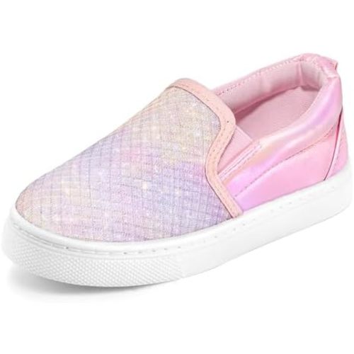K KomForme Toddler Girls Boys Shoes Little Kids Slip on Canvas Sneakers for Running/Walking