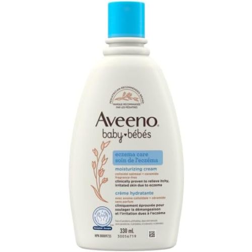Aveeno Baby Eczema Care Daily Moisturizing Body Cream for Sensitive Skin, Soothing Eczema Relief Cream, Colloidal Oatmeal & Ceramide for Dry & Itchy Skin, Steroid- & Fragrance-Free, 330 mL
