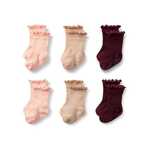 Amazon Essentials x Sofia Grainge Toddlers and Baby Girls' Scallop Top Socks, 6 Pairs