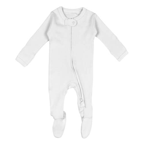 Organic 2-Way Zipper Footie in White – L'ovedbaby