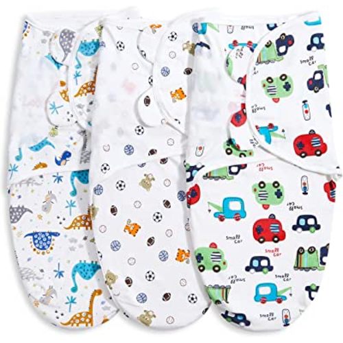 Baby Swaddle Blankets for Baby Boy Girl 0-3 Months ,Hypoallergenic Skin-Friendly Baby Swaddle,Cute Little Soccer Ball, Dinosaur, Adjustable Newborn Swaddles Sleep Sack,Baby Swaddle Sack,3 Pack