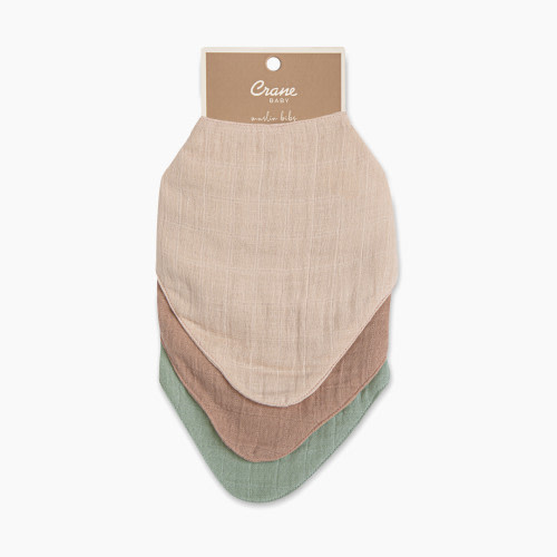 Crane Baby Cotton 4 Layer Muslin Bib Set (3 Pack) - Rose
