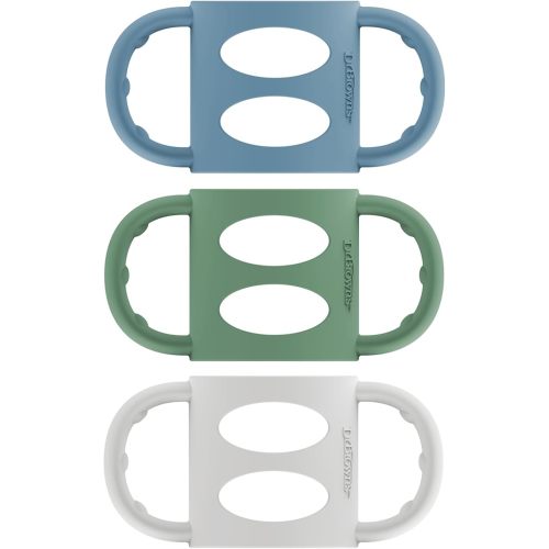 Dr. Brown’s Milestones 100% Silicone Baby Bottle Handles, Narrow, Blue, Green, Gray, 3 Pack, 4m+