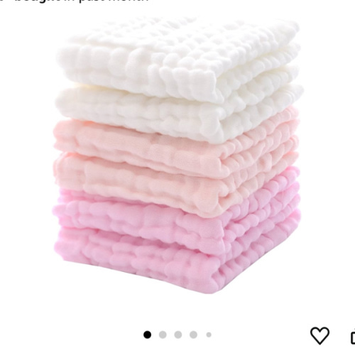 MUKIN Baby Washcloths and Burp Cloths, Soft Absorbent Towels for Newborns, 6 Pack, 12x12 Inches (Pink)