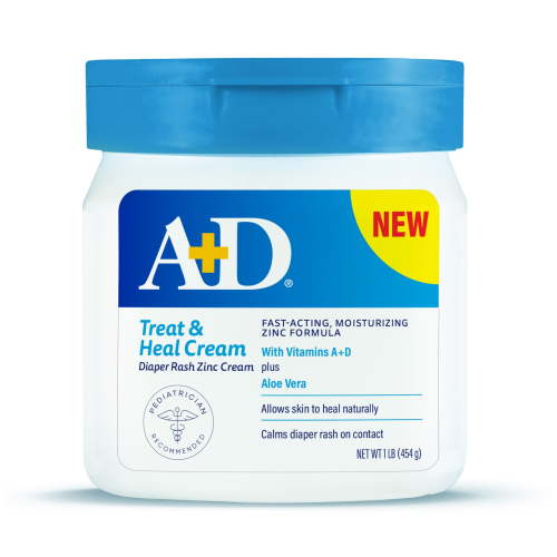 A+D Treat & Heal Diaper Rash Cream, Zinc Oxide 10%, Easy Spreading Diaper Rash Cream for Baby, 16 oz