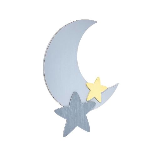 NoJo Little Love Separates Collection - 16” Weathered Grey Star and Moon Shaped Wall Art, Nursery, Bedroom or Playroom Décor