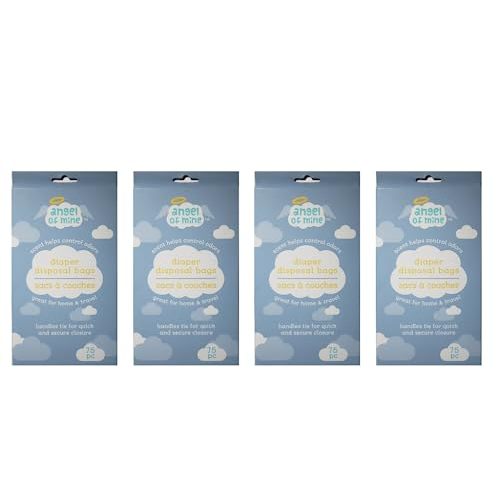 Angel of Mine: Diaper Disposal Sacks Bags (Scented to Neutralized Odors) 75 Count Per Box (Four Boxes)