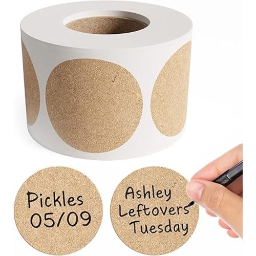 MESS Dissolvable Canning Labels for Jars – 200 Kraft Dissolvable Mason Jar Labels - Dissolvable Food Labels for Containers - Jam Homemade Canning Jar Labels Stickers - Removable Mason Jar Labels 1.5"