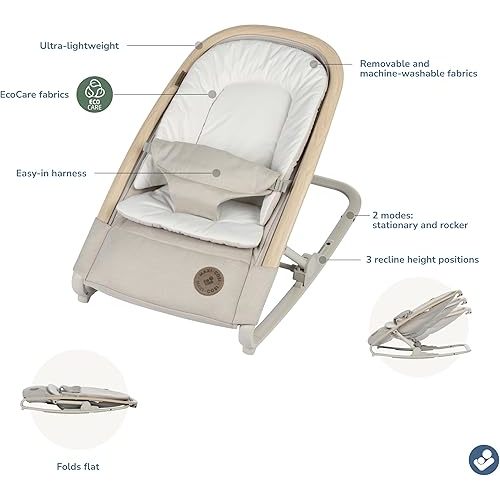 Maxi-Cosi Kori 2-in-1 Baby Bouncer Seat for Infants, Baby Rocker Chair, Portable Baby Bouncer, Classic Oat