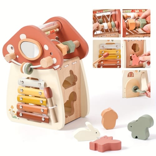 Multi-functional Mushroom 5-in-1 Toy Set, Fun Early Education Educational Cognitive Toys, Training Hand-eye Coordination, Children'S Birthday Gifts, Christmas And Easter Gifts