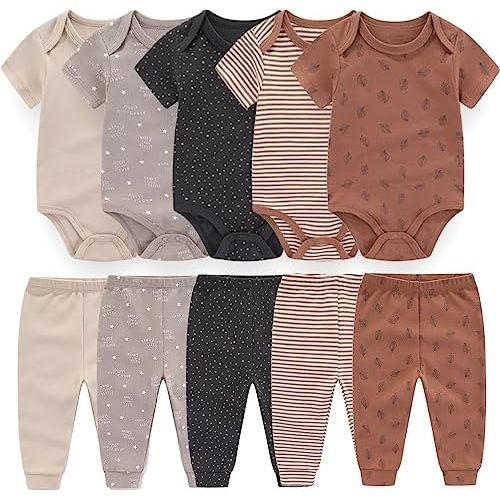 Baby Layette Set Baby Boys' 9-Piece Bodysuits Pants Set Toddler Girl Boy Unisex Baby Gift Sets