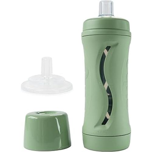 Subo Baby Food Bottle Starter Set | No Mess Squeeze-Free Toddler Self Feeder | Reusable Washable Cup for 4 months+ | Sage