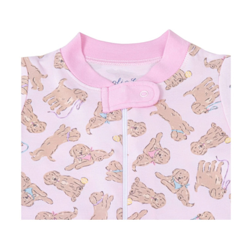 Golden Pup Zip Pajamas - Pink