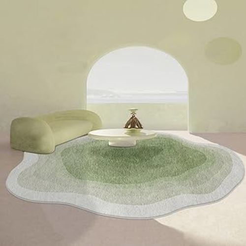 Irregular Shaped Rug Funny Soft Anti-Slip Bedroom Rug for Living Room Dining Room and Kitchen Rug(C) (120x160cm/47x63in,Green)