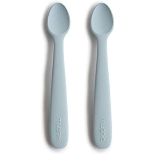 mushie Silicone Baby Feeding Spoons | 2 Pack (Powder Blue)