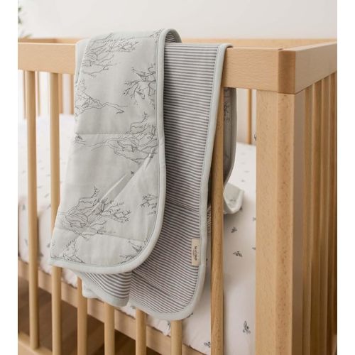 Burt's Bees Baby Reversible Blanket, Nursery, Stroller & Tummy-Time Organic Jersey Cotton Quilted Infant & Toddler Bedding