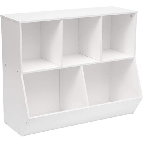 HOOBRO Kids Bookshelf, Bookcase Footboard, Toy Storage Cubby, Children's Toy Shelf, 35.4" L Toy Storage Cabinet, Fit for Children's Room, Playroom, Hallway, Kindergarten, White WT32CW01