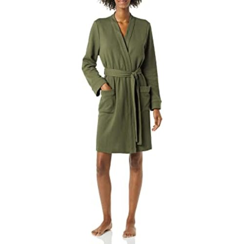 Amazon.com: Amazon Essentials Women's Lightweight Waffle Mid-Length Robe (Available in Plus Size), Smokey Grey, Large : Clothing, Shoes & Jewelry