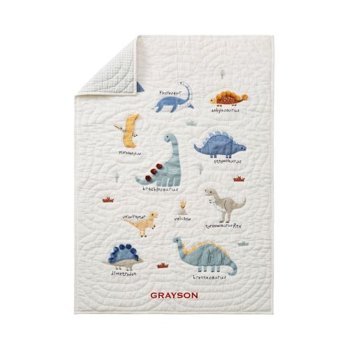 Embroidered Dino Baby Quilt | Pottery Barn Kids