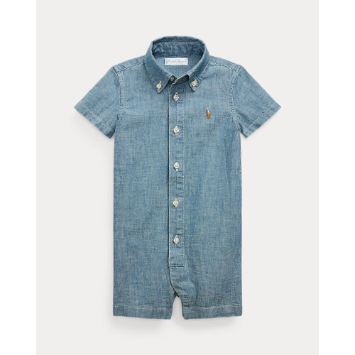 Ralph Lauren Indigo Cotton Chambray Shortall - Light Blue, 12m