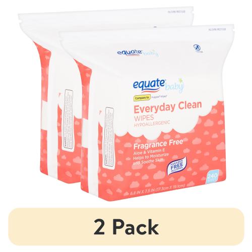 (2 pack) Equate Baby Everyday Clean Baby Wipes, Fragrance Free (240 Wipes)