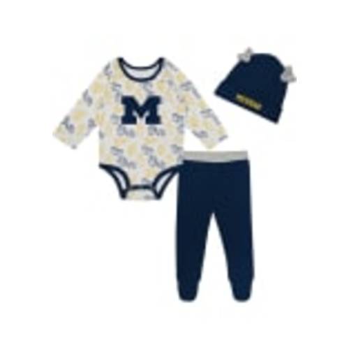 Michigan Wolverines Infant BLUE Little Champ LS and Hat Top and Bottom Set - 133421873
