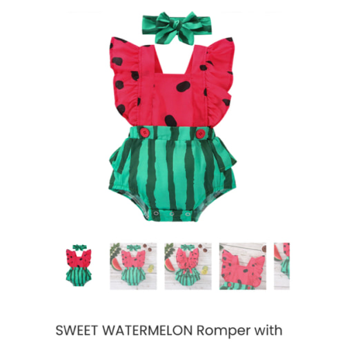 SWEET WATERMELON Romper with Headband - Hazel & Bo