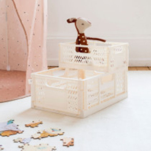 3 Sprouts Modern Folding Crate - Cream, Medium, 1