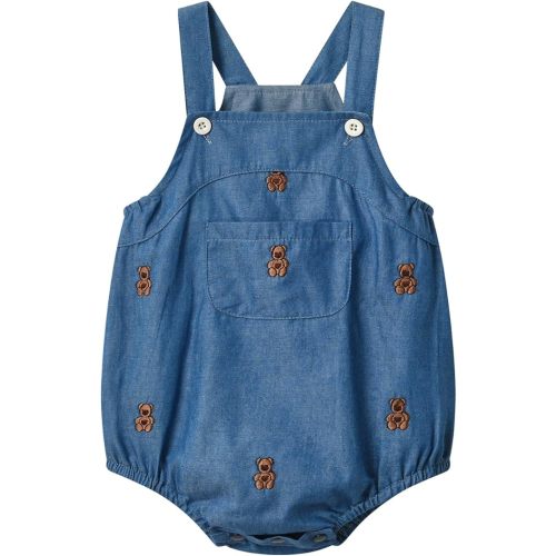 Baby Infant Boys Grils Denim Bodysuit Little Bear Pocket Jumper Outfits One Piece Romper