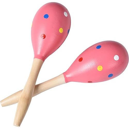 Maracas for Adults Kids Babies, Wooden Maracas Shaker Musical Instrument, Pink