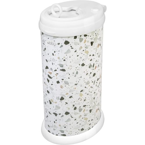 Ubbi Stainless Steel Diaper Pail, Odor Locking, No Special Bag Required, Award-Winning, Registry Must-Have, Terrazzo