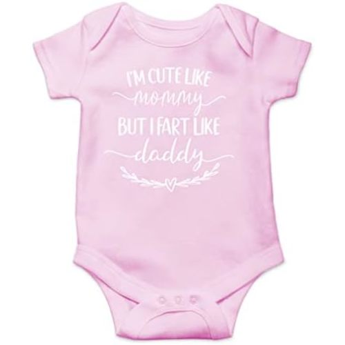 AW Fashions I'm Cute Like Mommy But I Fart Like Daddy Baby Bodysuit Funny Adorable Infant Clothing Outfit