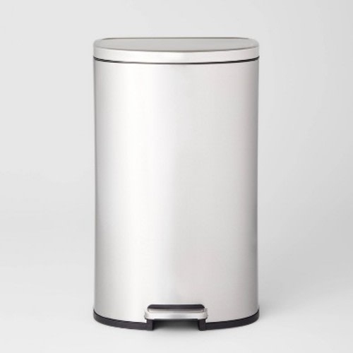 45L D Shape Step Trash Can - Brightroom™: Stainless Steel, 13 Gallon, Kitchen Garbage Can, Smooth Finish, Indoor Use